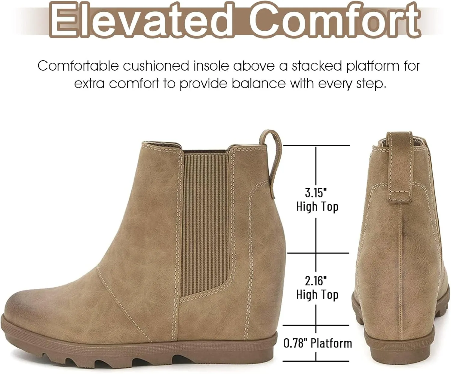 Athlefit Women's Wedge Boots Comfortable Ankle Wedge Booties