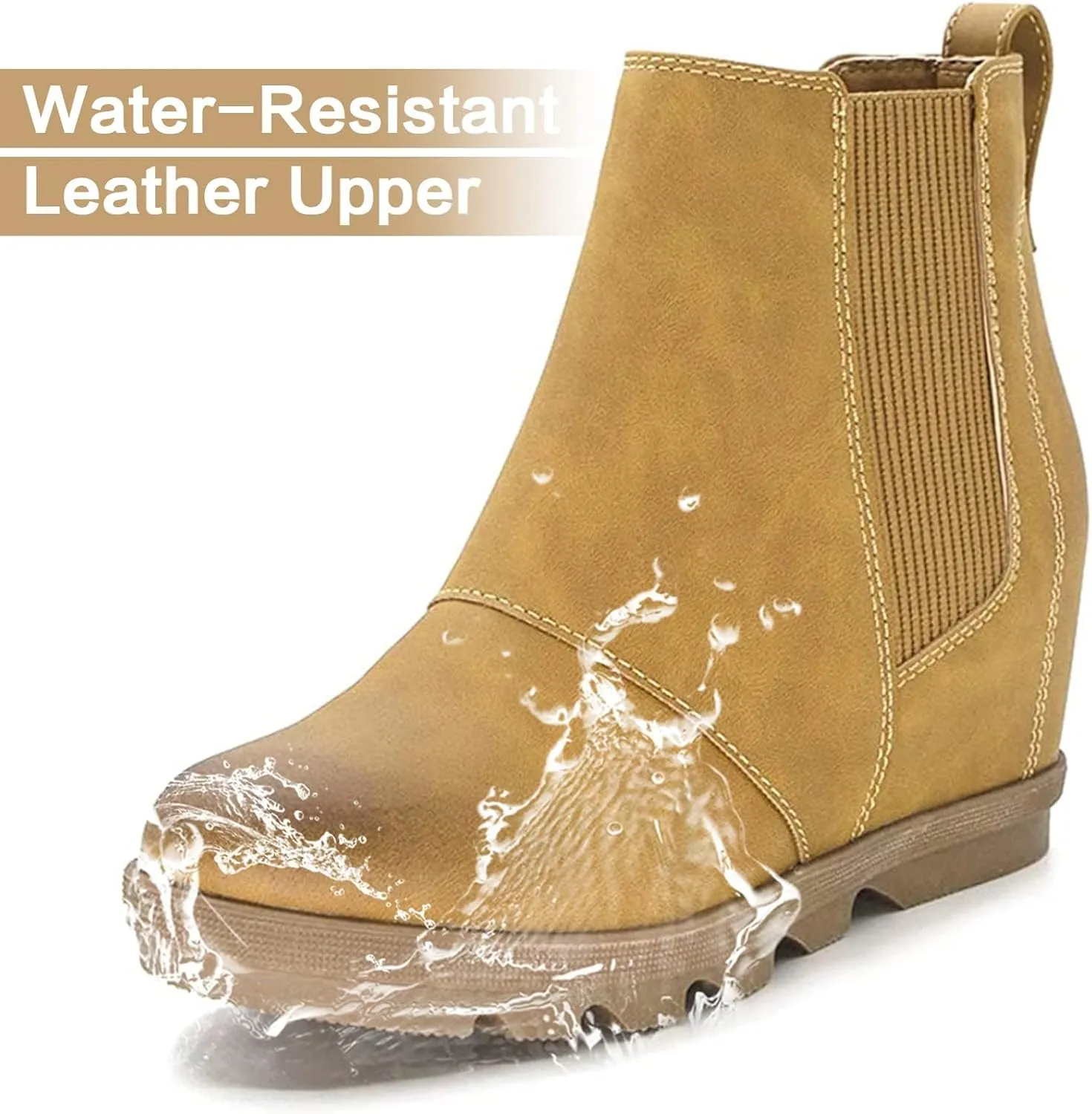 Athlefit Women's Wedge Boots Comfortable Ankle Wedge Booties