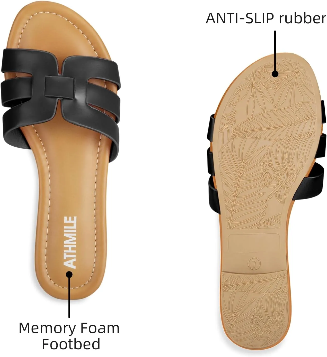 ATHMILE Sandals for Women 2025 Vacation Womens Sandals Dressy Summer Flats Sandals Women Slides for Party Wedding Beach
