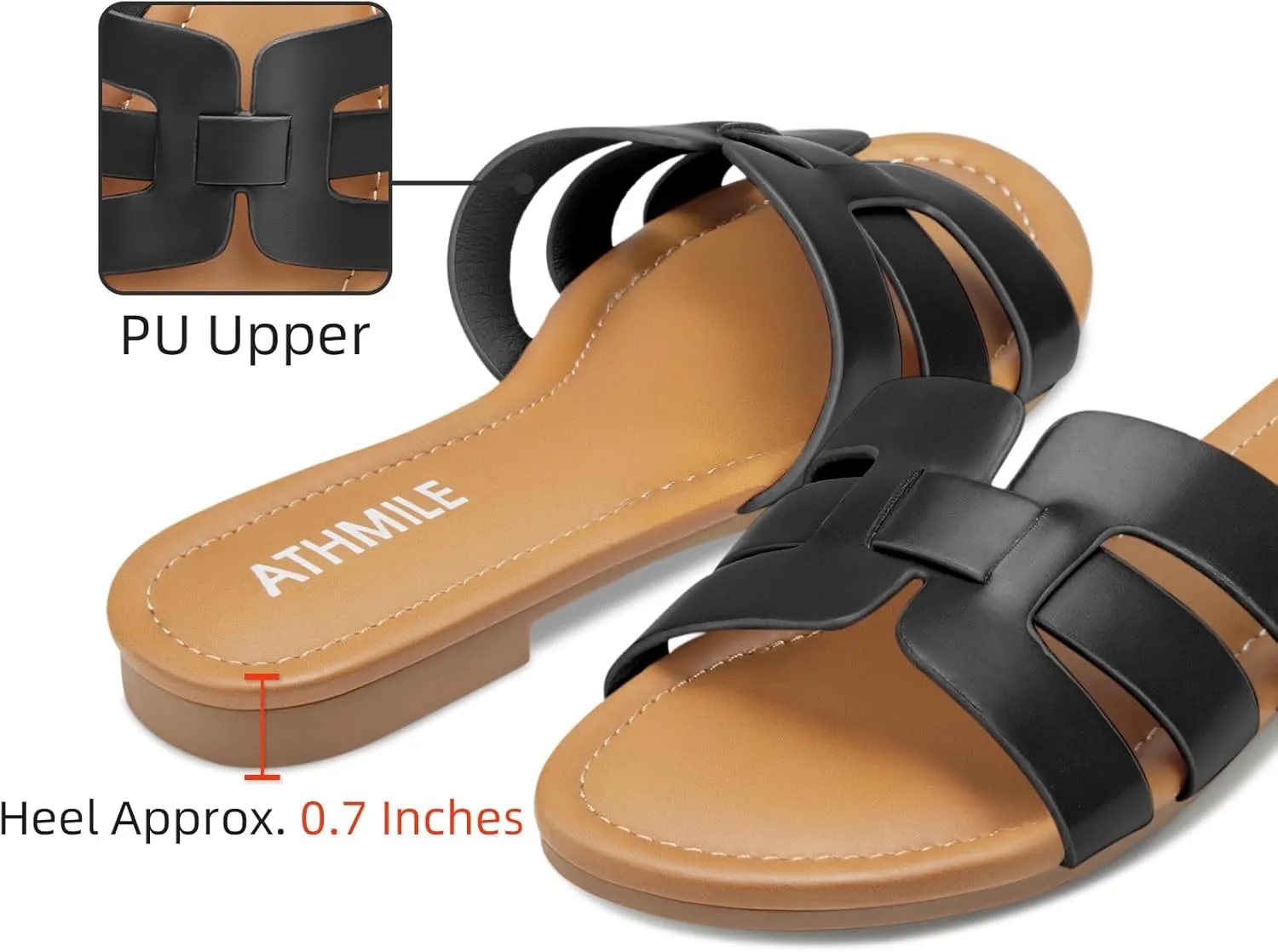 ATHMILE Sandals for Women 2025 Vacation Womens Sandals Dressy Summer Flats Sandals Women Slides for Party Wedding Beach