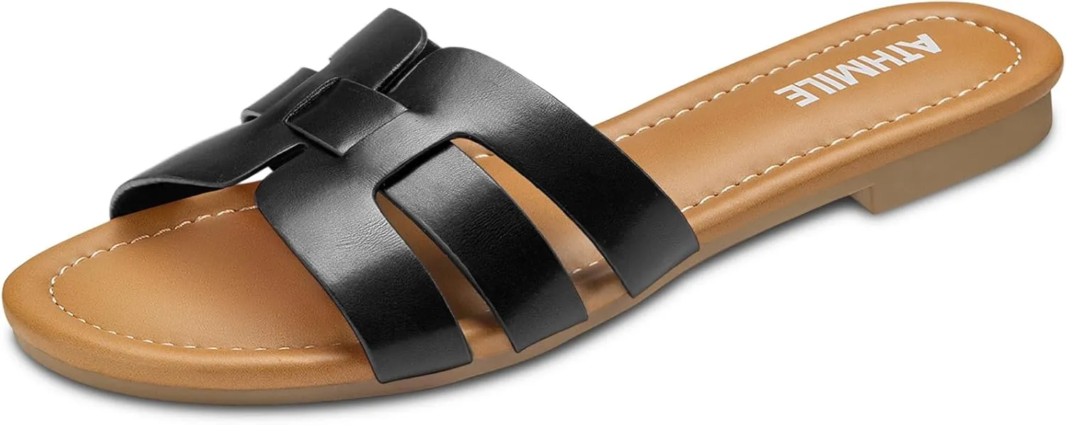ATHMILE Sandals for Women 2025 Vacation Womens Sandals Dressy Summer Flats Sandals Women Slides for Party Wedding Beach