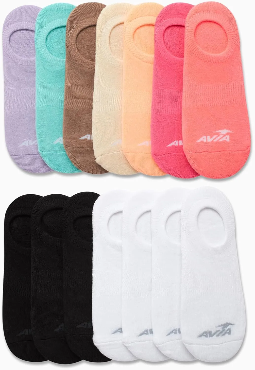 Avia Women's Socks - 14 Pack Comfort Cushon No Show Liner Socks (Shoe Size: 4-9, Extended Sizing: 9-12)
