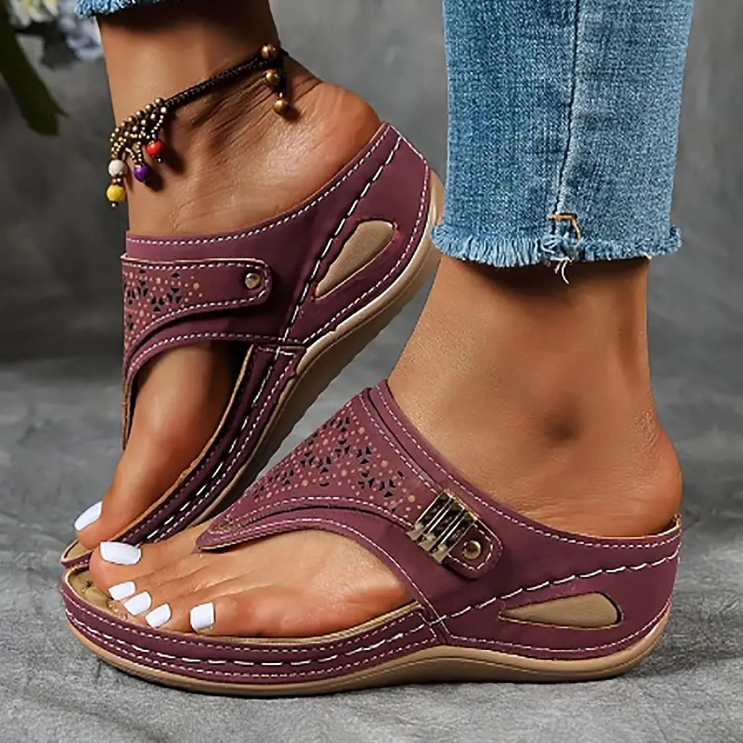 Avylays Orthopedic Sandals for Women,Breathable Mesh Sports Sandals With Non-Slip Sole,Wedge Heel Thick-Soled Sandals