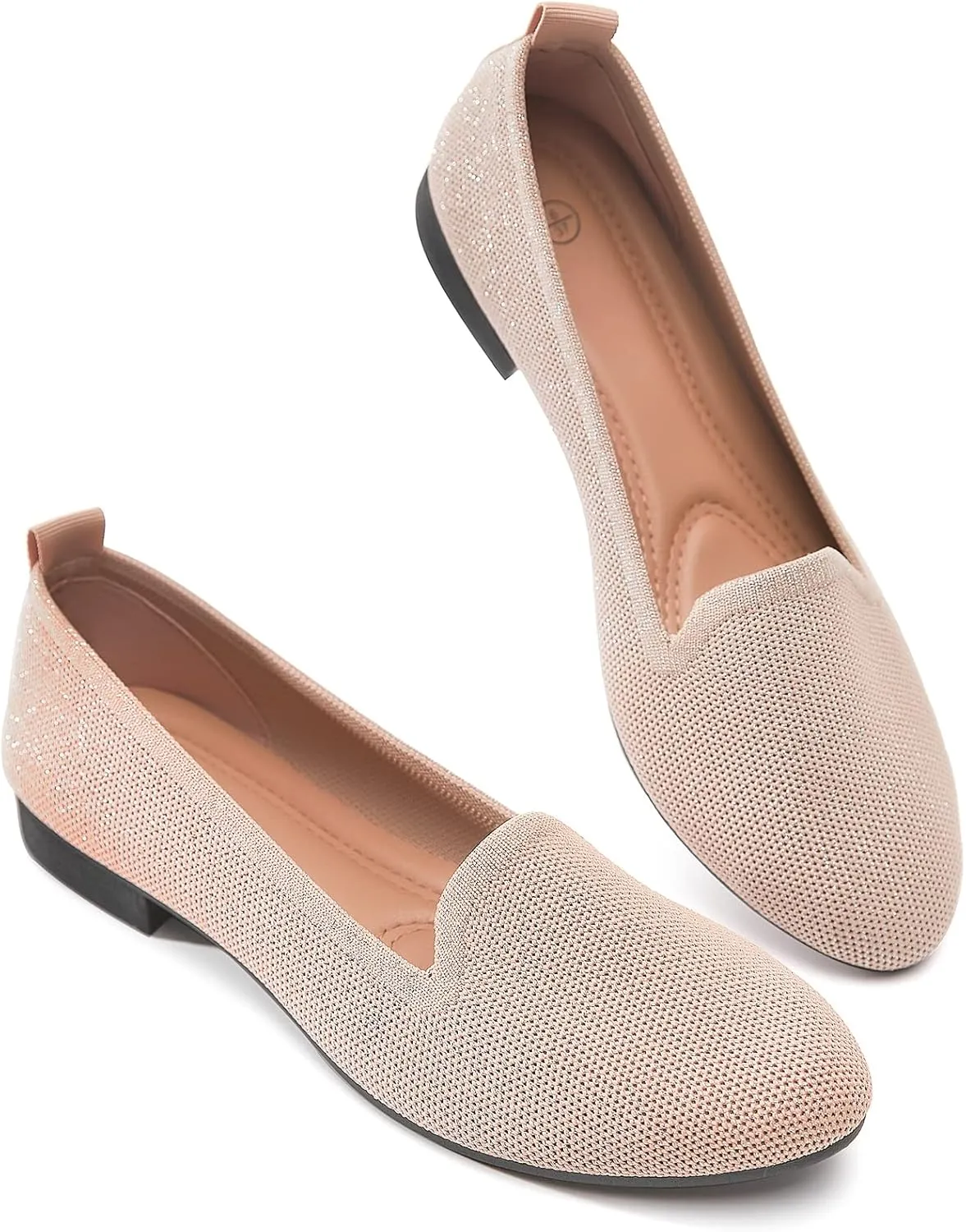 BABUDOG Women's Sparkly Flats Shoes Shiny Mesh Loafers Shoes Soft Memory Foam Flats