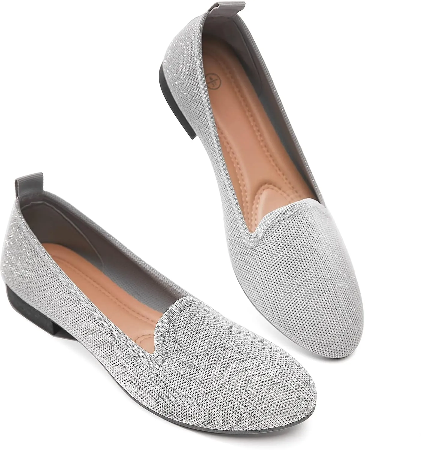 BABUDOG Women's Sparkly Flats Shoes Shiny Mesh Loafers Shoes Soft Memory Foam Flats