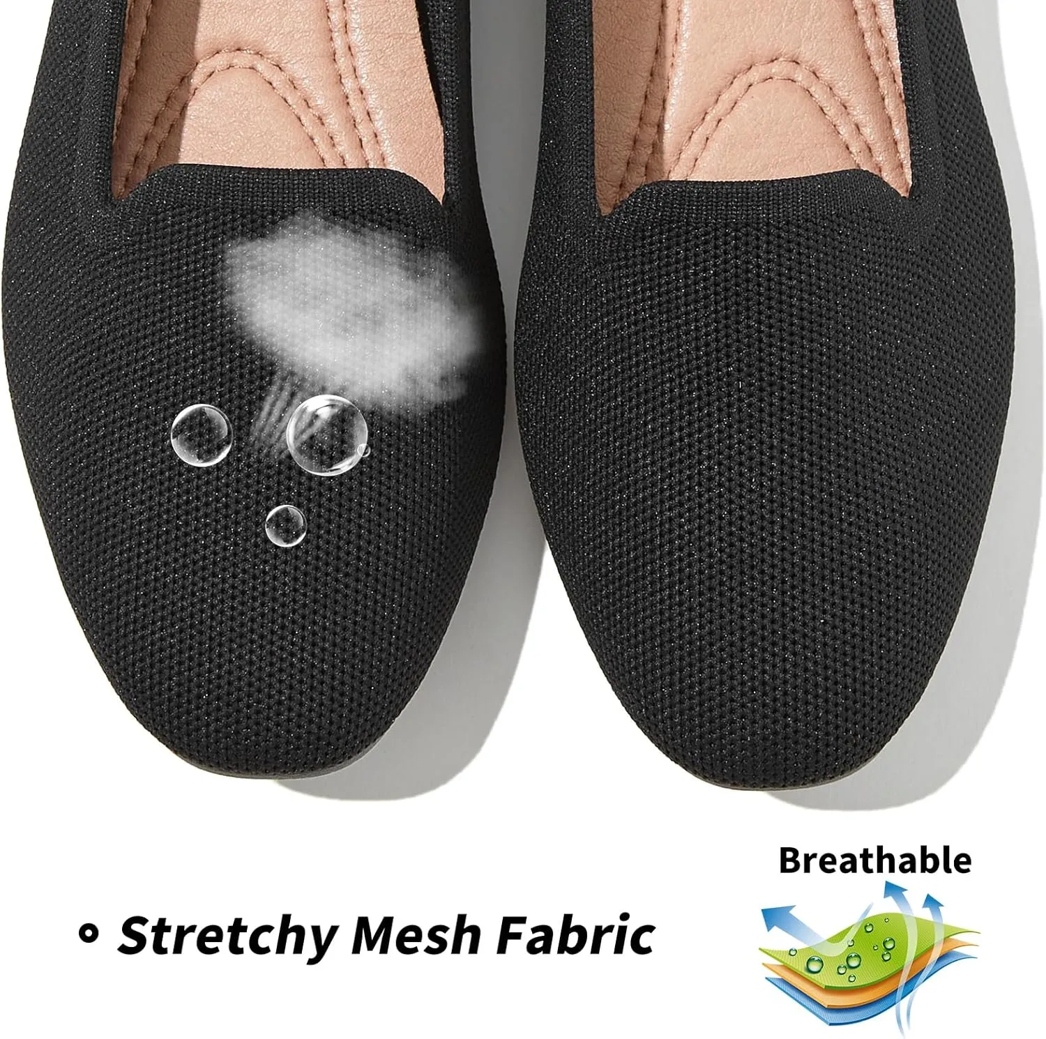 BABUDOG Women's Sparkly Flats Shoes Shiny Mesh Loafers Shoes Soft Memory Foam Flats