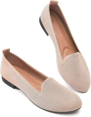 BABUDOG Women's Sparkly Flats Shoes Shiny Mesh Loafers Shoes Soft Memory Foam Flats