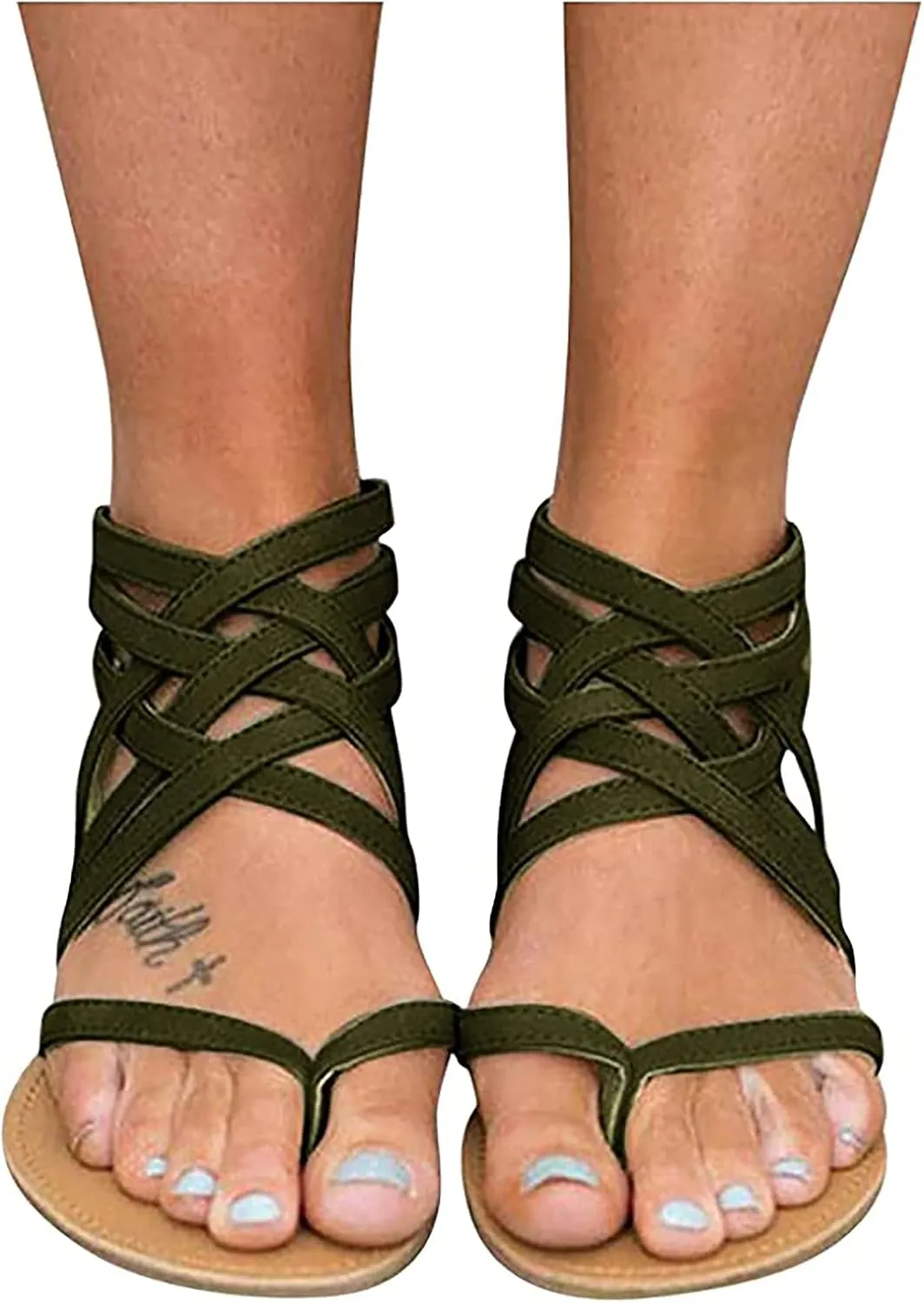 Back Zipper Sandals for Women Summer Ankle Straps Gladiator Flat Sandals Casual Cross Straps Thong Clip Toe Flip Flops Lightweight Beach Shoes Slipper
