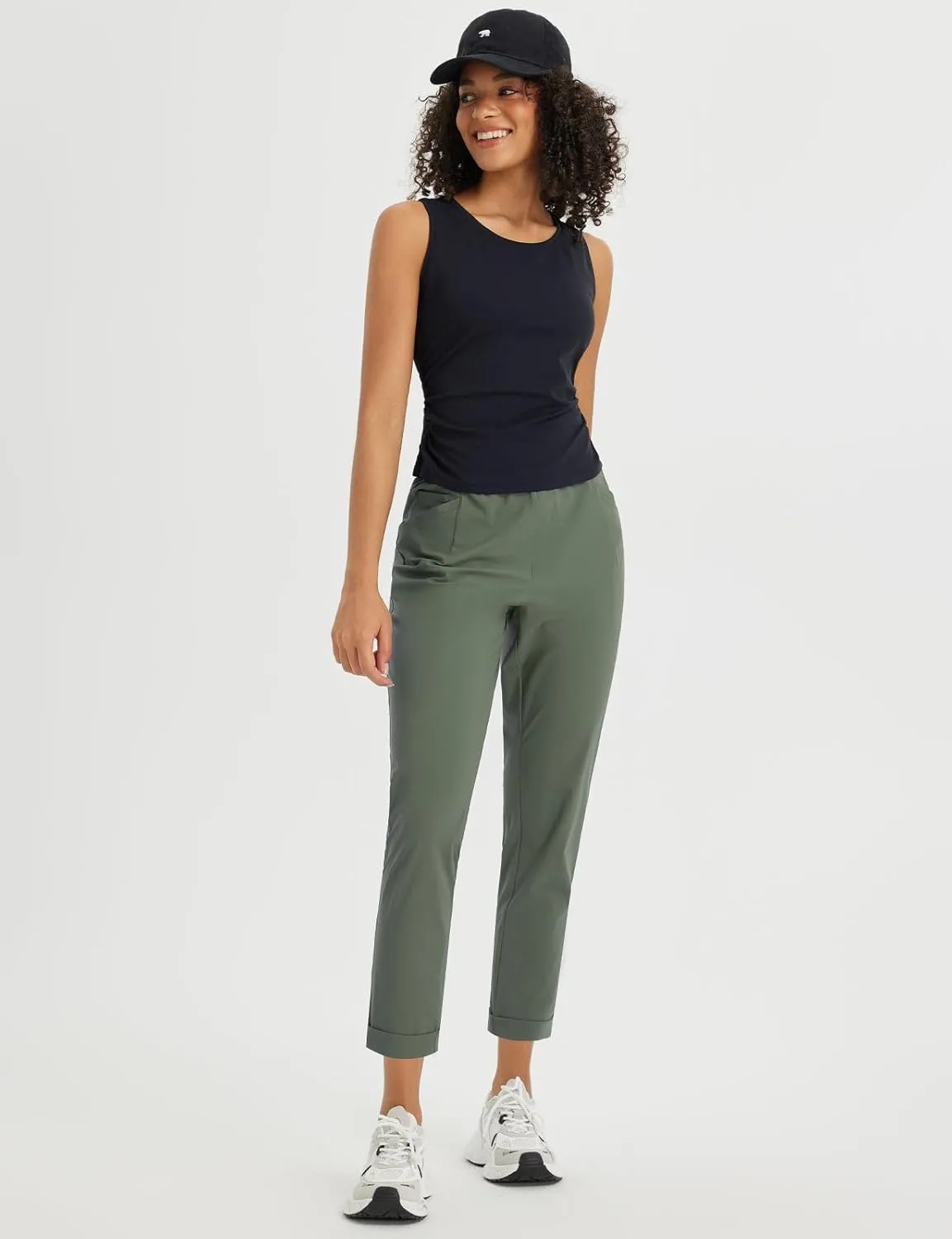 baleaf Womens Travel Pants Stretch with Zipper Pockets Petite Ankle Dressy Work Business Casual Golf Slacks