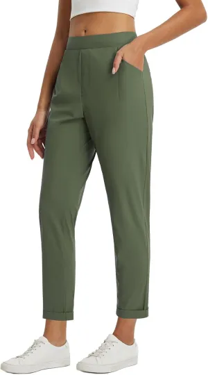 baleaf Womens Travel Pants Stretch with Zipper Pockets Petite Ankle Dressy Work Business Casual Golf Slacks