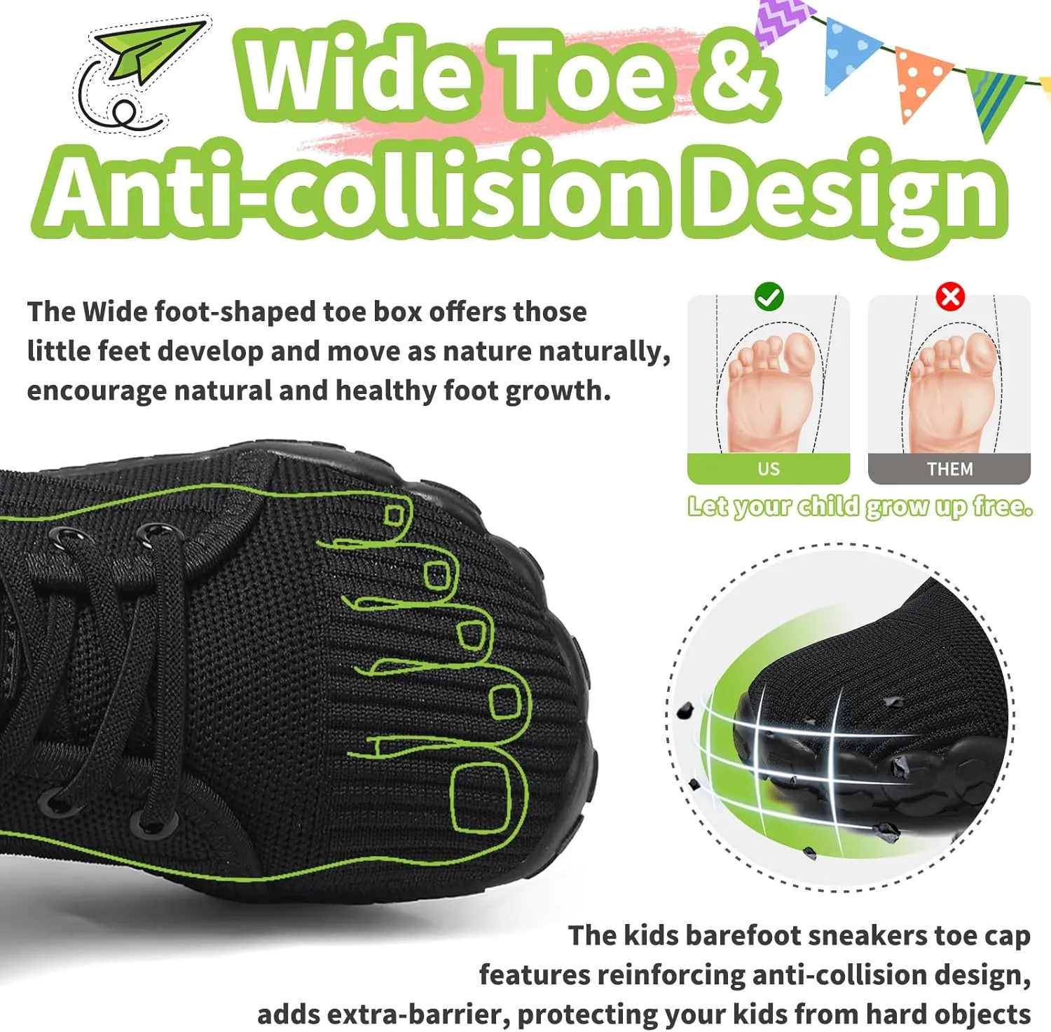 Barefoot Shoes Kids Wide Toe Box Shoes Boys Girls Footwear Zero Drop Orthopedic Minimalist Walking Sneakers for Little/Big Kids Indoor Outdoor Lightweight Running Wrestling Tennis