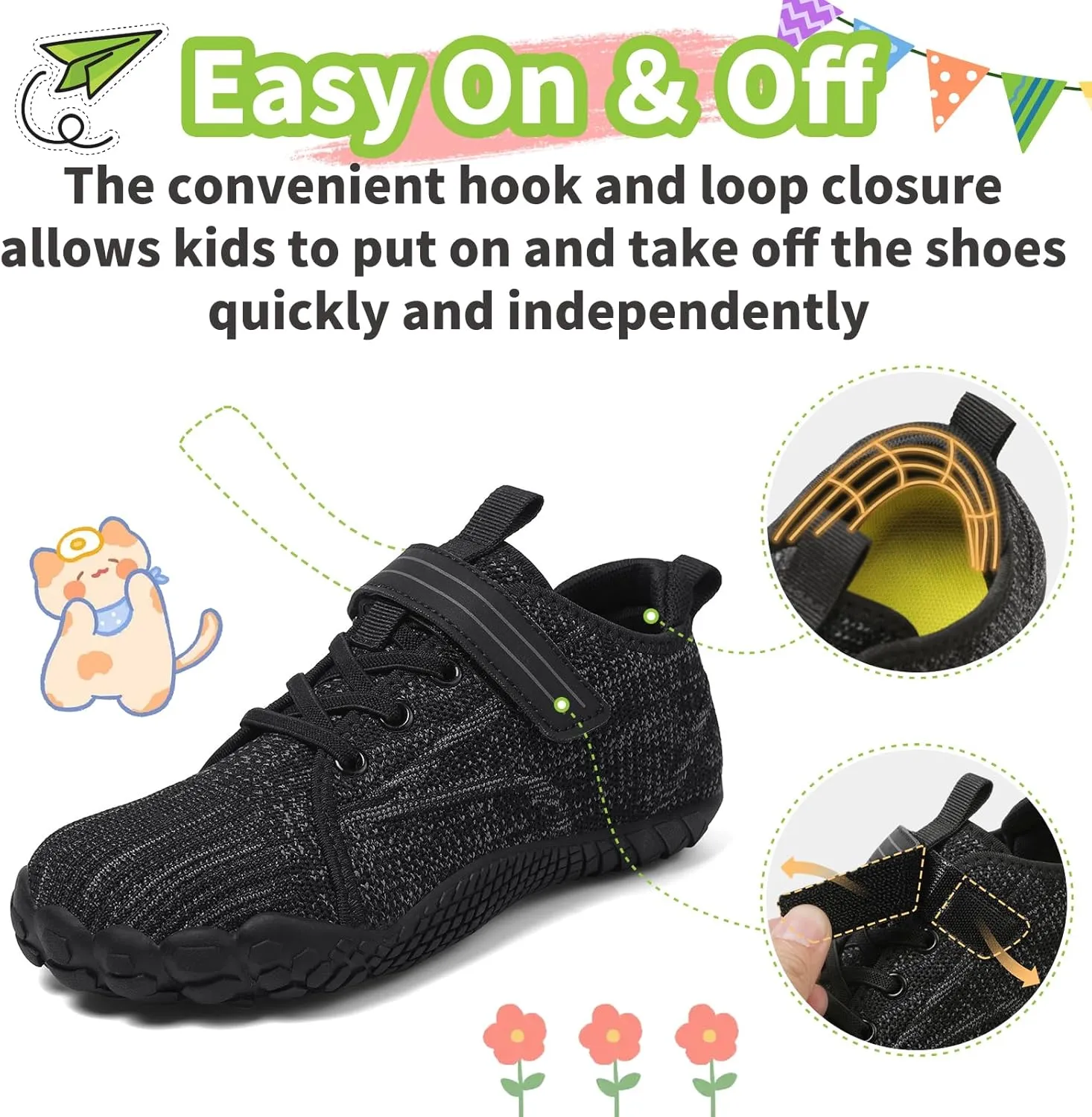 Barefoot Shoes Kids Wide Toe Box Shoes Boys Girls Footwear Zero Drop Orthopedic Minimalist Walking Sneakers for Little/Big Kids Indoor Outdoor Lightweight Running Wrestling Tennis