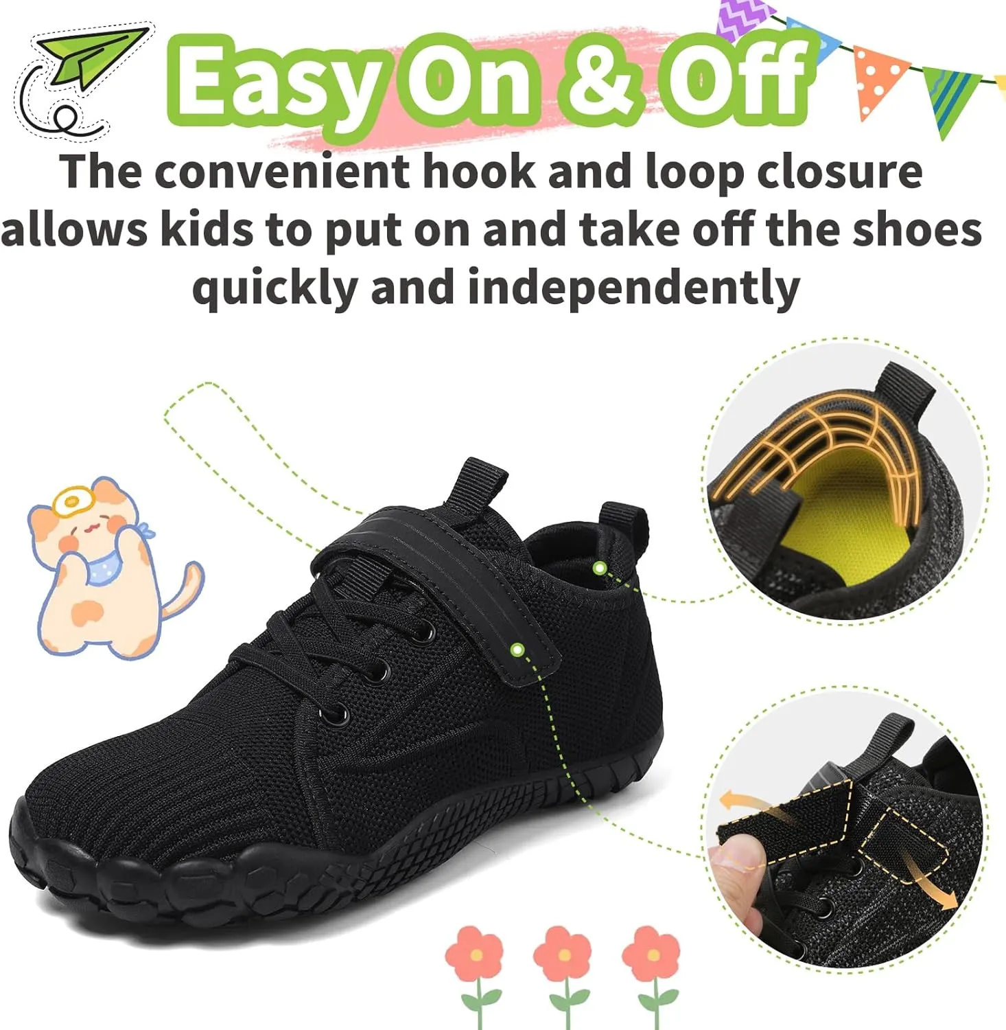Barefoot Shoes Kids Wide Toe Box Shoes Boys Girls Footwear Zero Drop Orthopedic Minimalist Walking Sneakers for Little/Big Kids Indoor Outdoor Lightweight Running Wrestling Tennis
