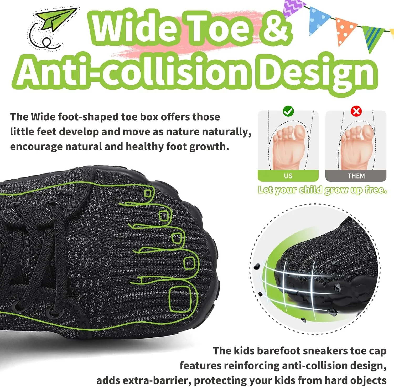 Barefoot Shoes Kids Wide Toe Box Shoes Boys Girls Footwear Zero Drop Orthopedic Minimalist Walking Sneakers for Little/Big Kids Indoor Outdoor Lightweight Running Wrestling Tennis