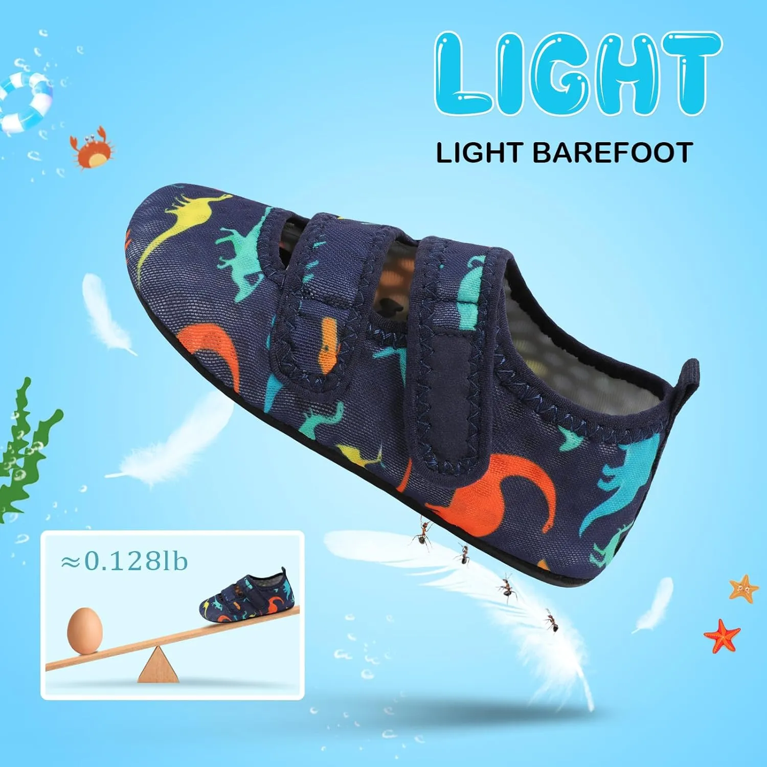 BARERUN Toddler Water Shoes Boys Girls Quick Dry Barefoot Aqua Shoes for Swim Pool Beach Non Slip Breathable Sandals Lightweight Summer House Slippers