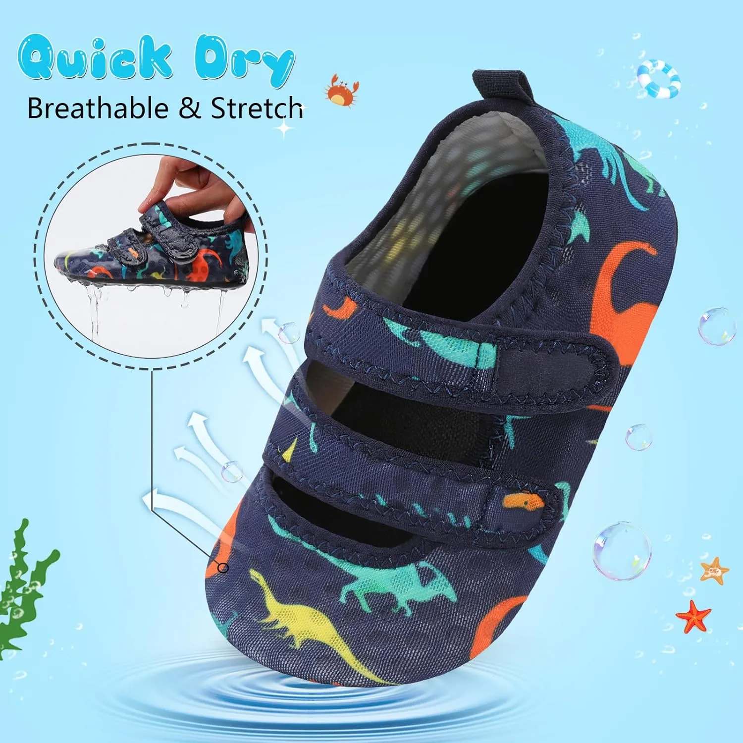 BARERUN Toddler Water Shoes Boys Girls Quick Dry Barefoot Aqua Shoes for Swim Pool Beach Non Slip Breathable Sandals Lightweight Summer House Slippers
