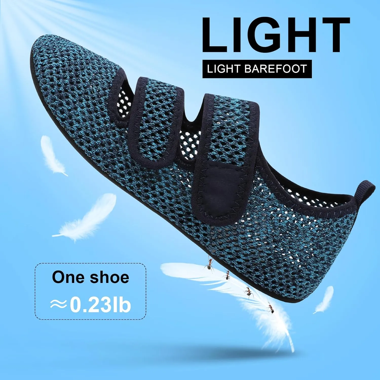 BARERUN Water Shoes Women Men Quick Dry Barefoot Beach Walking Kayaking Surfing Yoga Shoes Adjustable Wide Minimalist Sandals Slippers Indoor/Outdoor