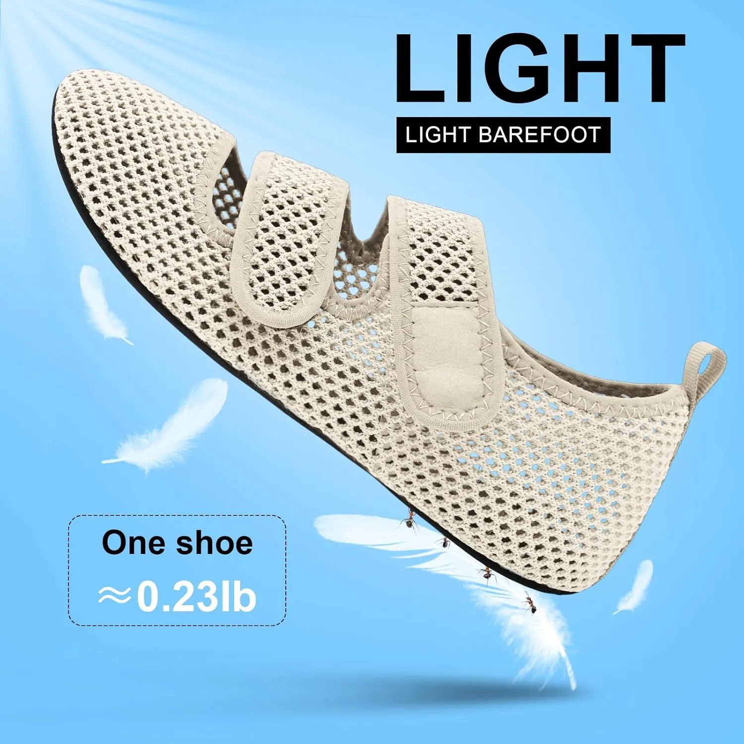 BARERUN Water Shoes Women Men Quick Dry Barefoot Beach Walking Kayaking Surfing Yoga Shoes Adjustable Wide Minimalist Sandals Slippers Indoor/Outdoor