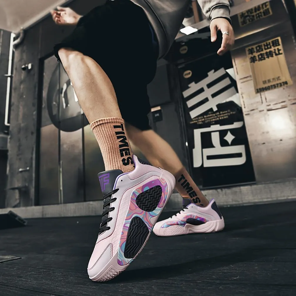 Basketball Shoes for Men High Top Ultra-Light Fashion Anti Slip Breathable Sneakers Men's Training Shoes for Running Walking