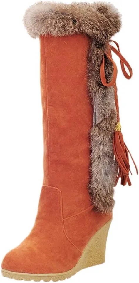 Bcshiye Snow Boots for Women,Casual Warm Winter Knee High Long Boots Comfortable Fur Lined Platform Cold Weather Boots