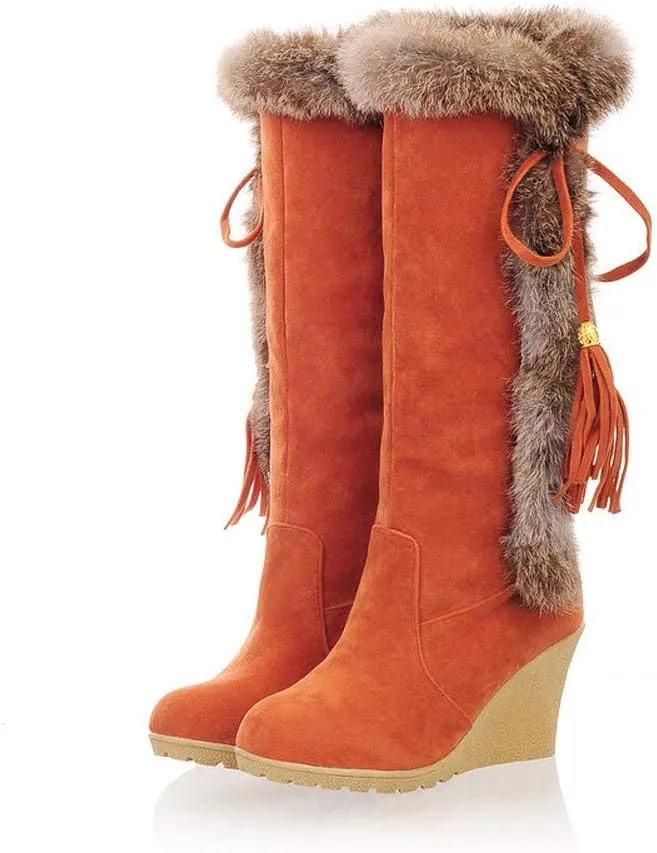 Bcshiye Snow Boots for Women,Casual Warm Winter Knee High Long Boots Comfortable Fur Lined Platform Cold Weather Boots
