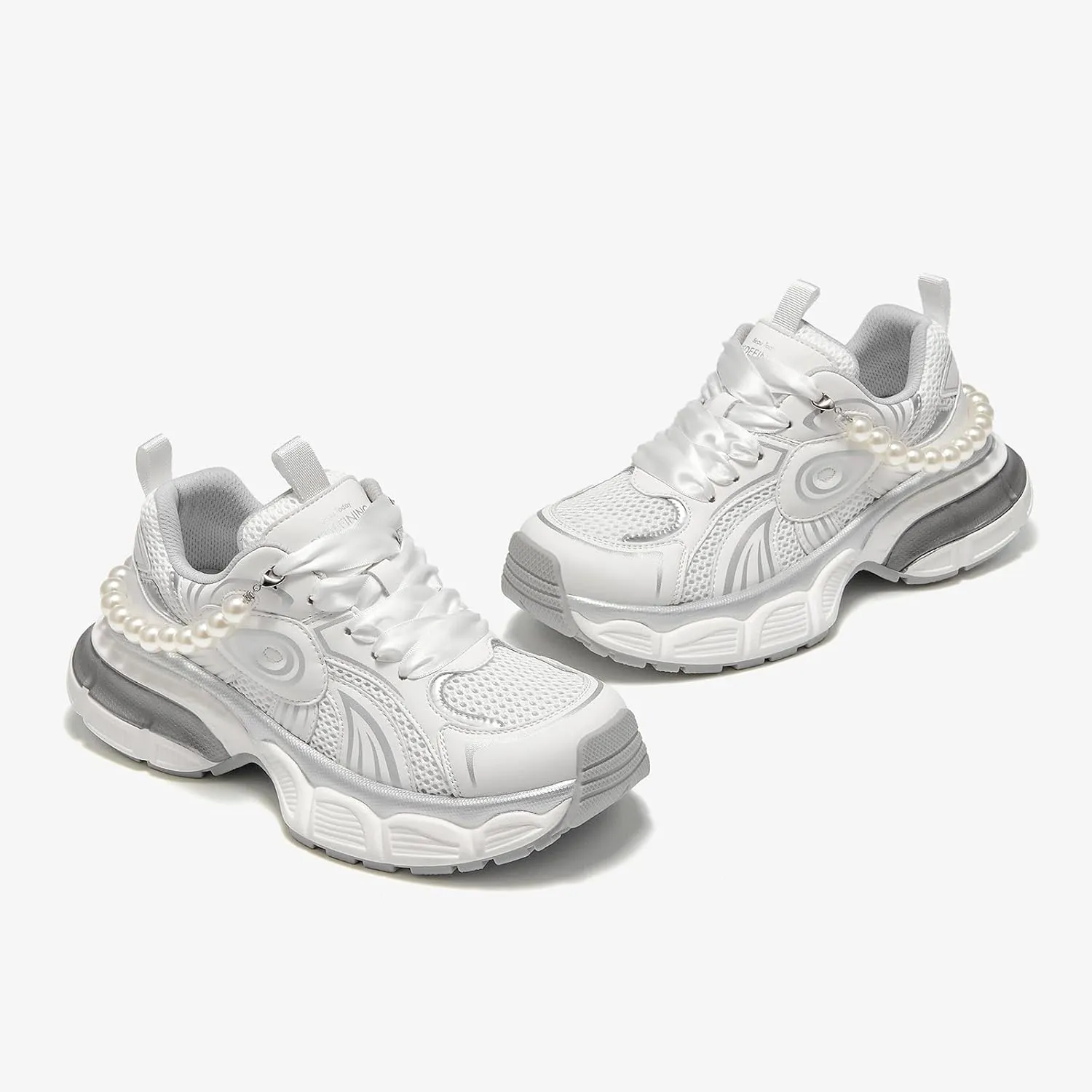 BEAU TODAY Womens Platform Fashion Sneakers, Chunky Wide Sneakers for Women, Leather Lace-up Breathable Walking Shoes for Women, Comfortable Casual Workout Athletic Tennis Shoes