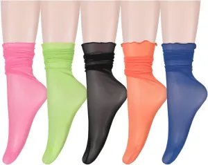 Benefeet Sheer Mesh Womens Girls Slouch Socks - See Through, Transparent, Elegant, Cute Lace Tulle Socks