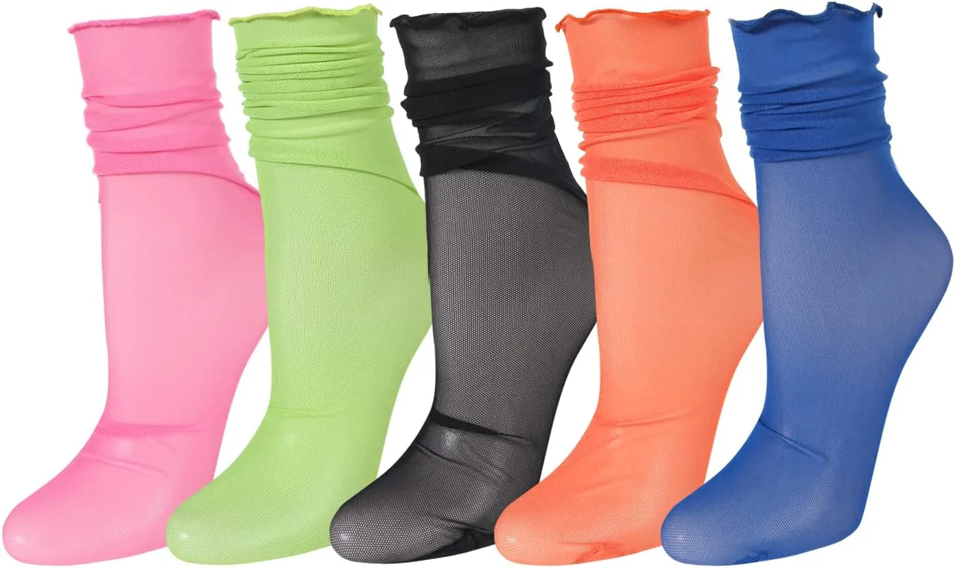 Benefeet Sheer Mesh Womens Girls Slouch Socks - See Through, Transparent, Elegant, Cute Lace Tulle Socks