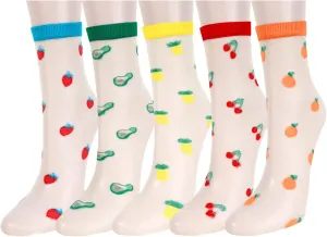 Benefeet Sox Sheer Thin Mesh Lace Socks - Transparent See Through Ankle Socks - Colorful Vintage Nylon Novelty Socks