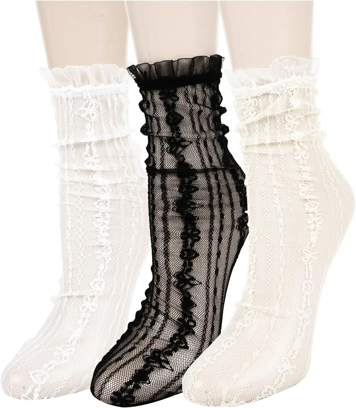 Benefeex Sox Womens Sheer Lace Loose Socks Decorated Mesh Slouch Socks Transparent See Through Clear Tulle Socks Gifts