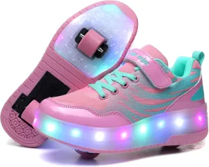 BFOEL Rechargeable Roller Shoes for Boys Girls Age 6-14 with LED Light-Up Kids Sneakers for Outdoor Play, Birthday