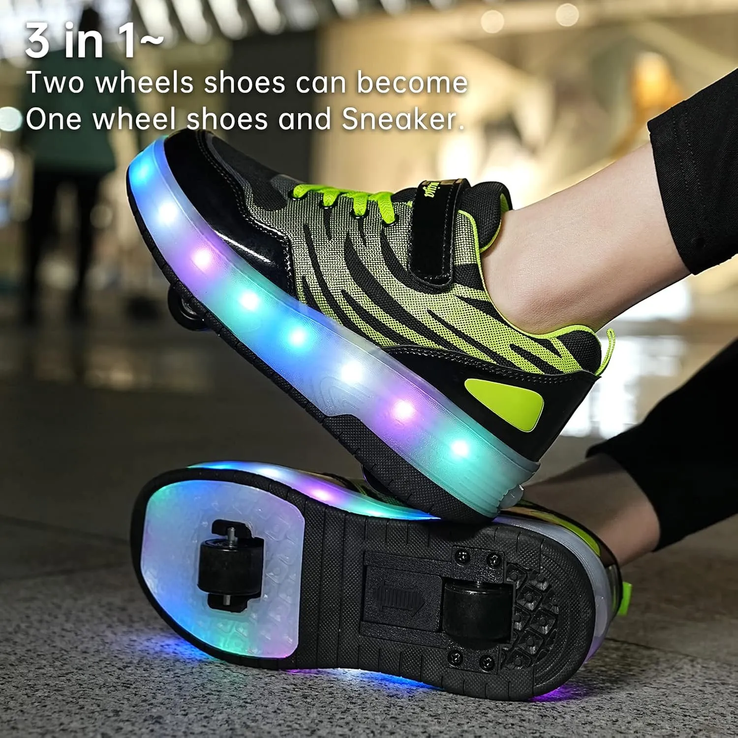 BFOEL Rechargeable Roller Shoes for Boys Girls Age 6-14 with LED Light-Up Kids Sneakers for Outdoor Play, Birthday