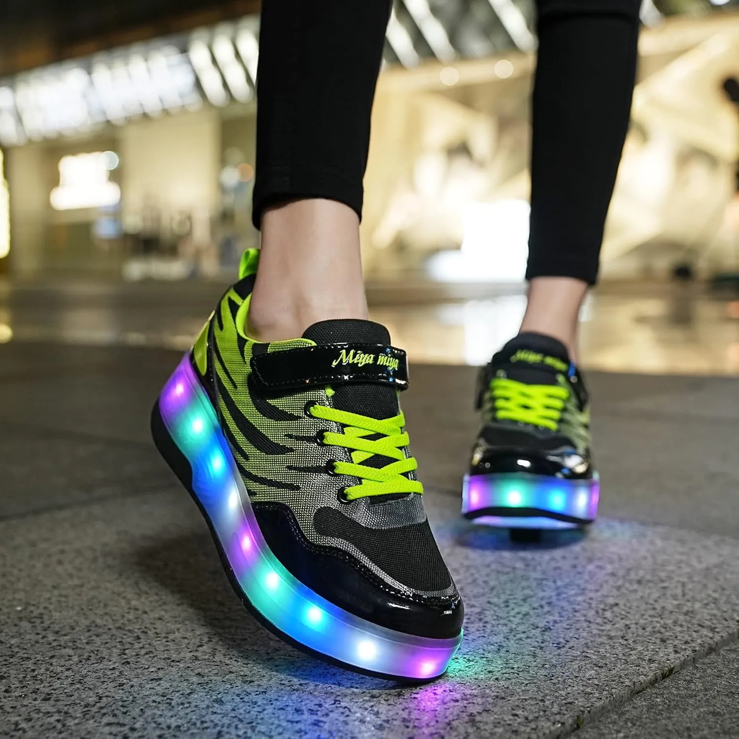 BFOEL Rechargeable Roller Shoes for Boys Girls Age 6-14 with LED Light-Up Kids Sneakers for Outdoor Play, Birthday