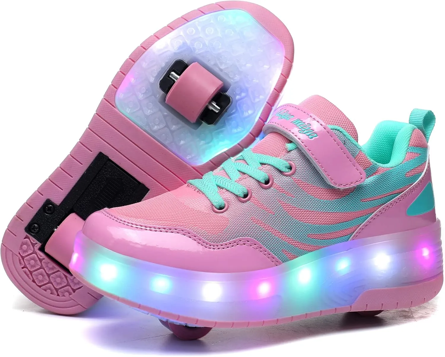 BFOEL Rechargeable Roller Shoes for Boys Girls Age 6-14 with LED Light-Up Kids Sneakers for Outdoor Play, Birthday