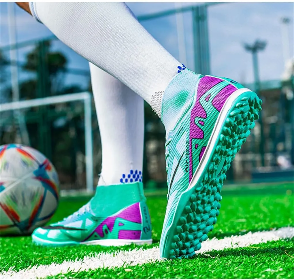 Boys Soccer Shoes Indoor Futsal Turf Youth Soccer Cleats Kids TF High-Top Football Boots for Athletic Training