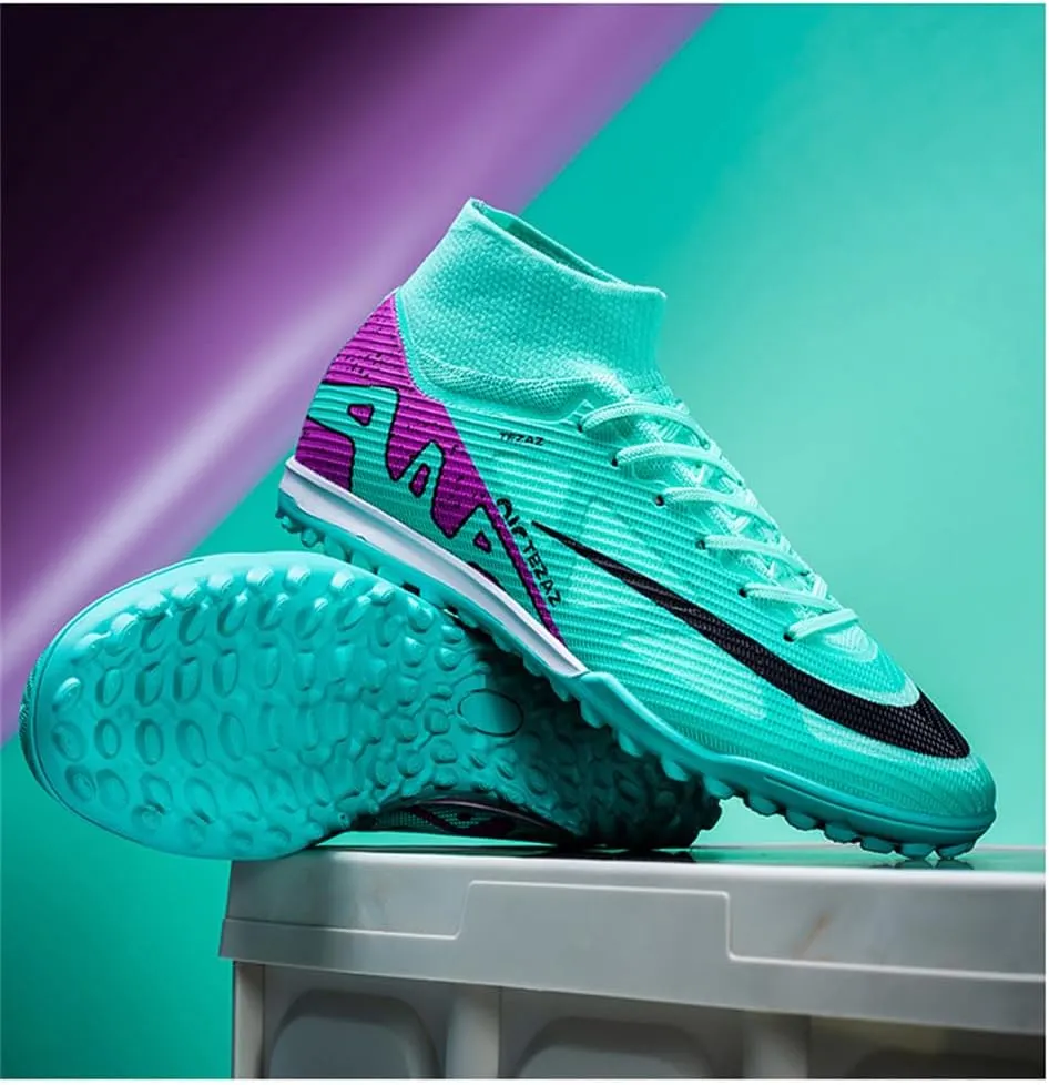 Boys Soccer Shoes Indoor Futsal Turf Youth Soccer Cleats Kids TF High-Top Football Boots for Athletic Training
