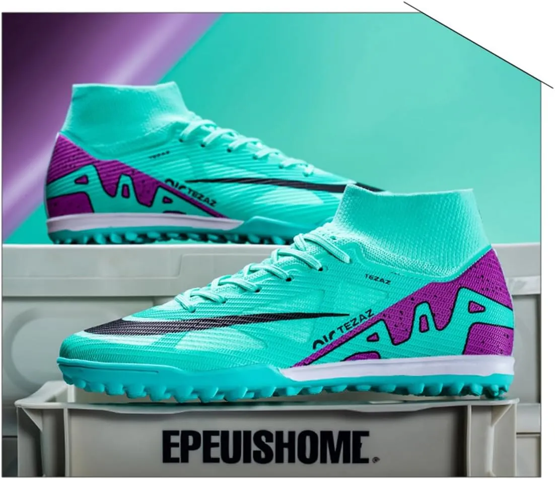 Boys Soccer Shoes Indoor Futsal Turf Youth Soccer Cleats Kids TF High-Top Football Boots for Athletic Training