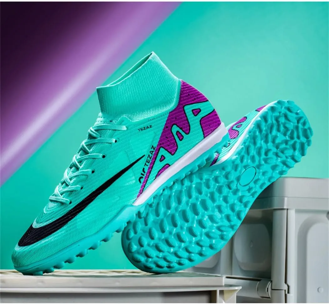 Boys Soccer Shoes Indoor Futsal Turf Youth Soccer Cleats Kids TF High-Top Football Boots for Athletic Training