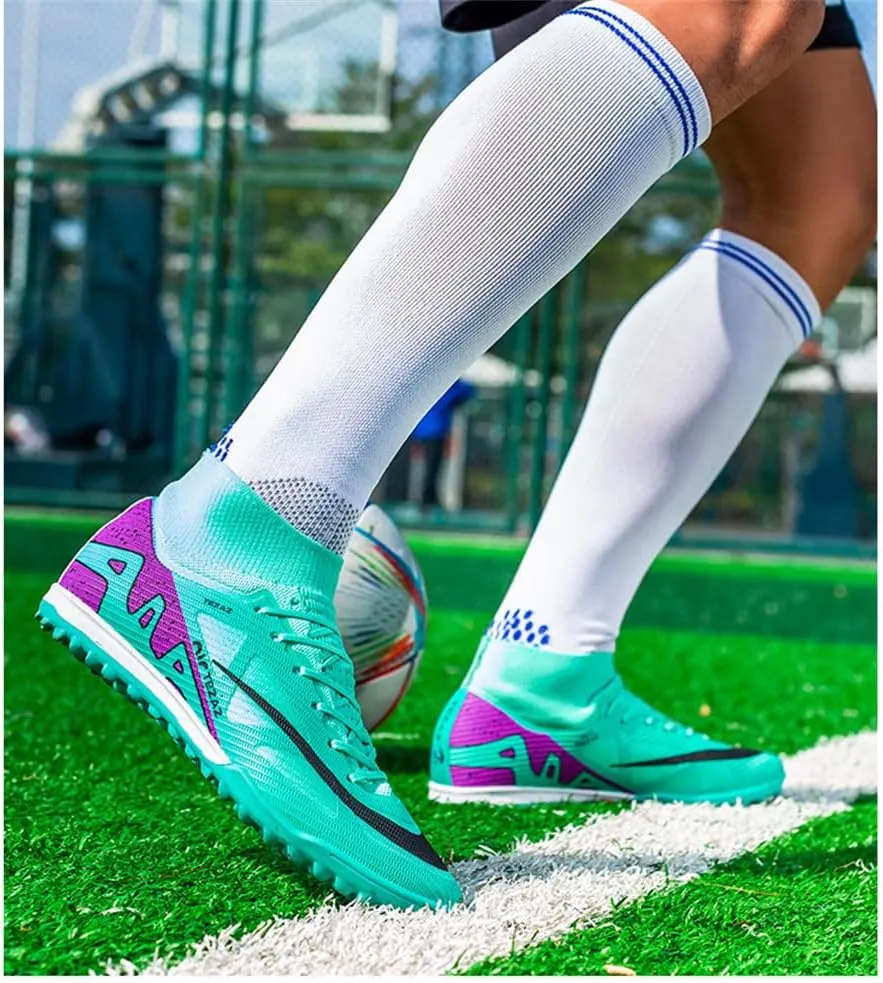 Boys Soccer Shoes Indoor Futsal Turf Youth Soccer Cleats Kids TF High-Top Football Boots for Athletic Training