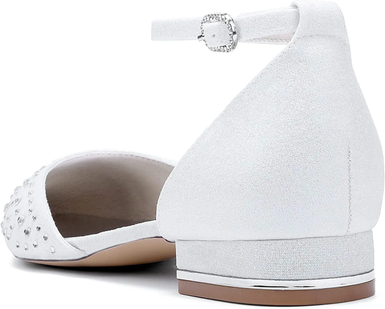 Bridal Flats Women's Pointed Toe Wedding Bride Shoes Evening Prom Party Dress Flats Sandals2.5Cm