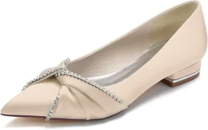 Bridal Wedding Shoes Women's Flats I Ballet Flats for Women I Pointed Toe Flats Women Satin Flats I Shoes Women I Slip on Flats 2.5Cm