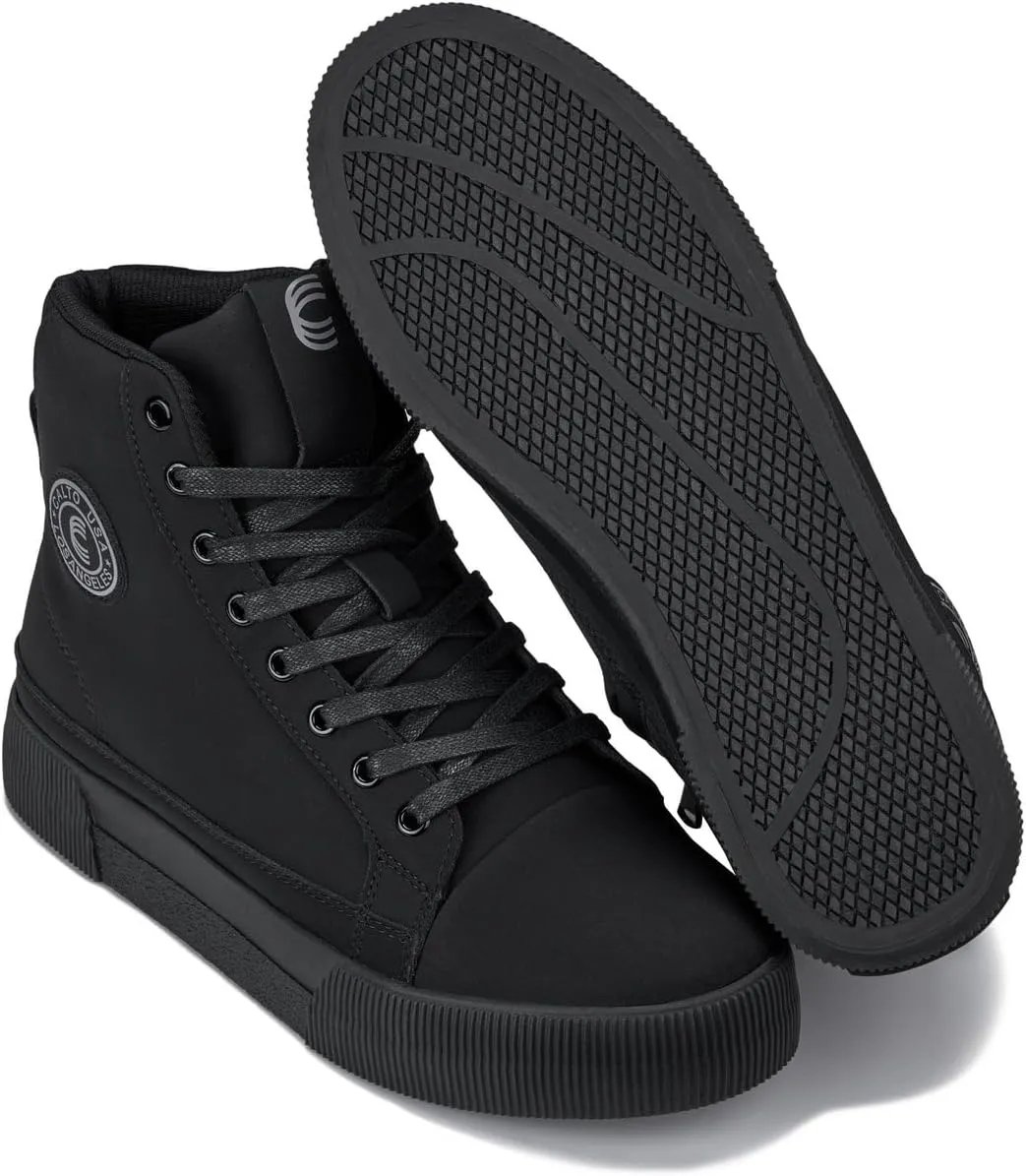 CALTO Men's Invisible Height Increasing Elevator Shoes - Zip-up Cap Toe High Top Sneaker Boots - 2.4 Inches Taller