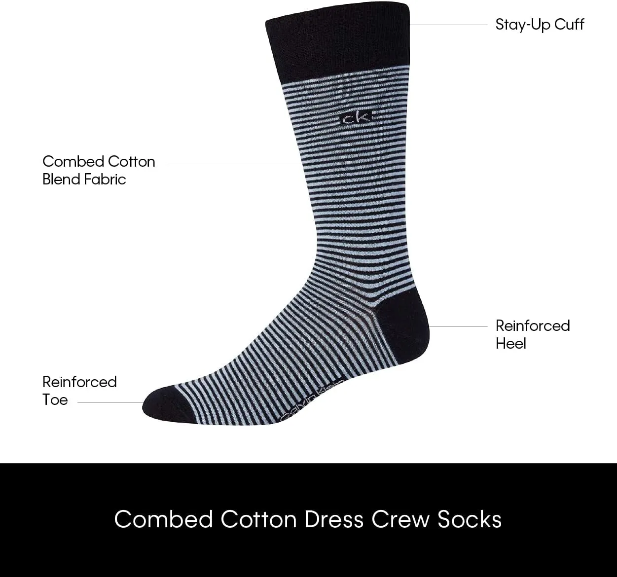 Calvin Klein Men's Crew Socks - 8 Pack Cotton Blend Performance Patterned Dress Socks - Athletic Socks for Men (7-12)