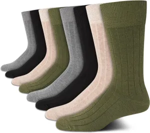 Calvin Klein Men's Crew Socks - 8 Pack Cotton Blend Performance Patterned Dress Socks - Athletic Socks for Men (7-12)