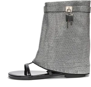 Carami Round Toe Fold Over Flat Sandals (Carami)