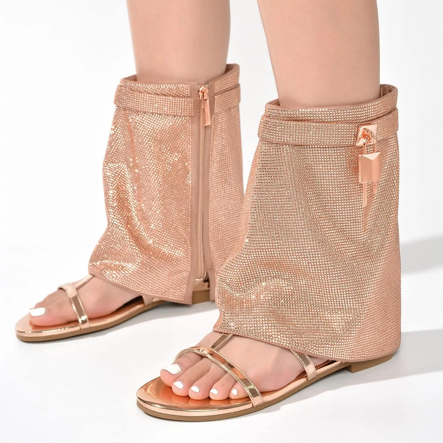 Carami Round Toe Fold Over Flat Sandals (Carami)