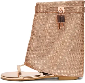 Carami Round Toe Fold Over Flat Sandals (Carami)
