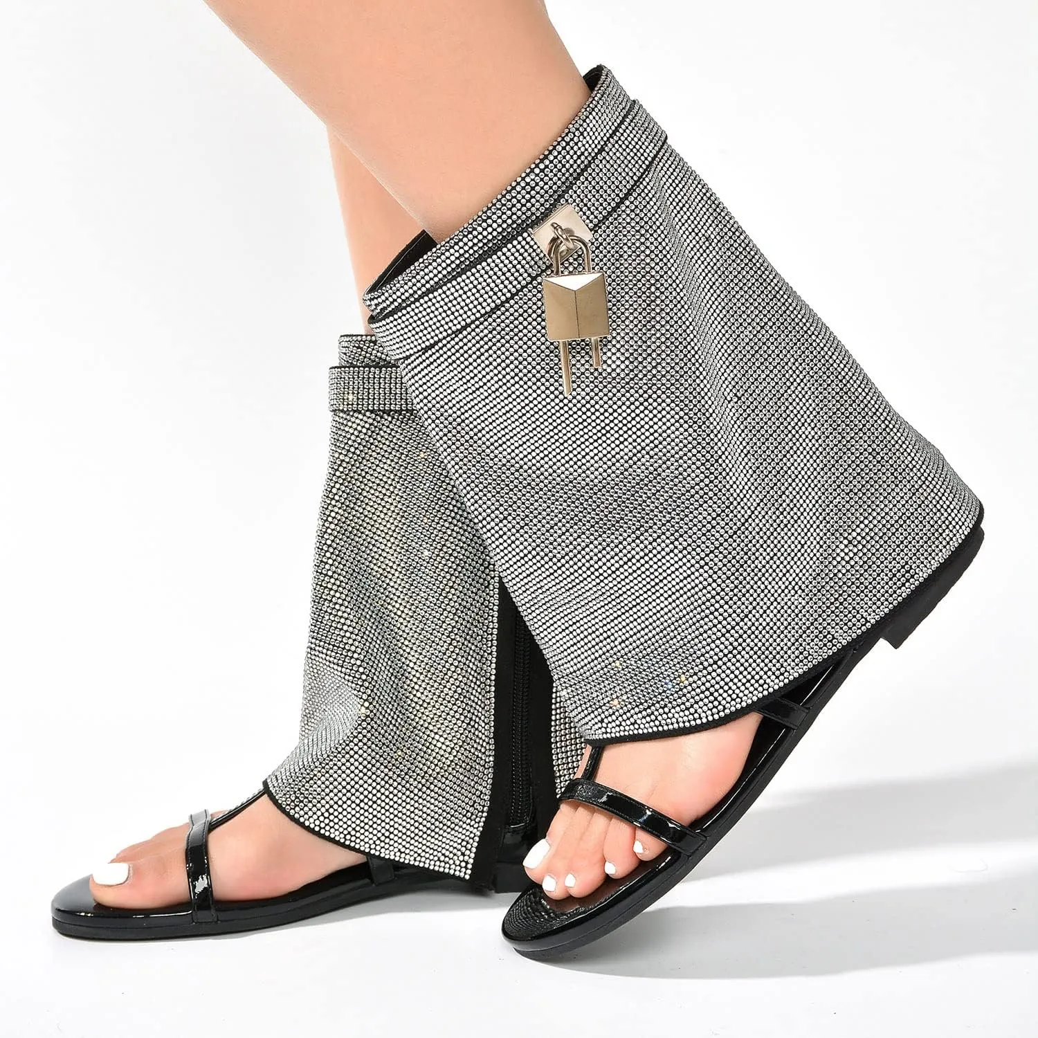 Carami Round Toe Fold Over Flat Sandals (Carami)