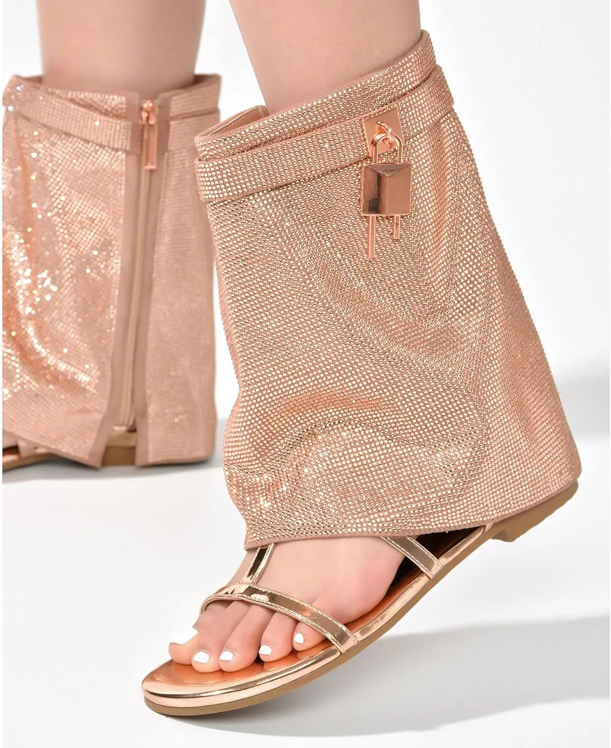 Carami Round Toe Fold Over Flat Sandals (Carami)