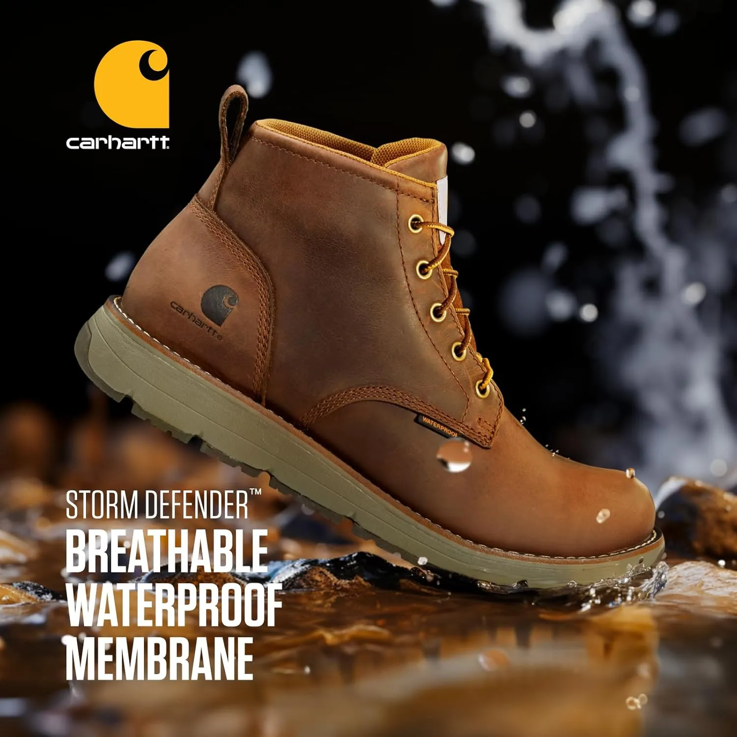 Carhartt Millbrook Waterproof Wedge Boot - Work Boots for Men, Slip & Electrical Hazard Resistant, with 5" Shaft, Breathable Membrane, and Lightweight EVA Midsole
